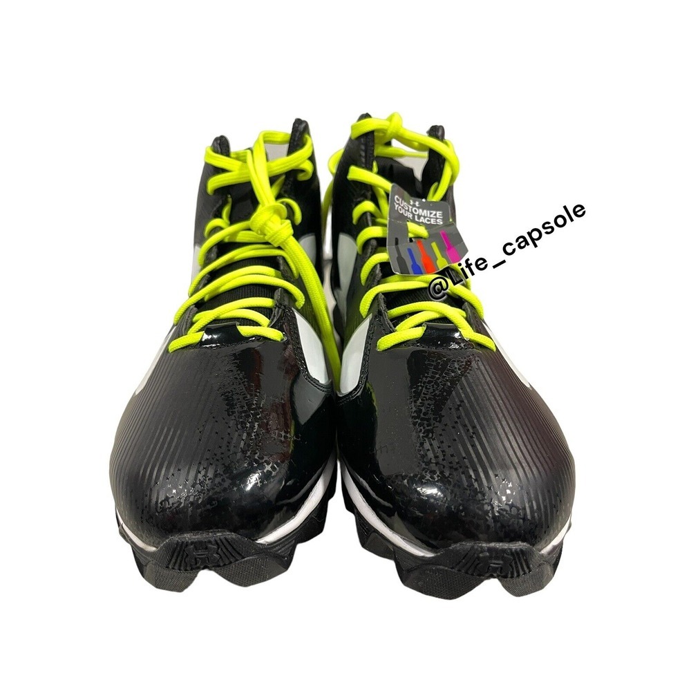 Size 13 Under Armour Crusher RM Black Football Cleats Multi Color Laces Custom - Picture 2 of 16